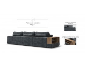 Угловой диван-кровать Босс Модуль XL правый, две полки, шенилл Глосс карбон