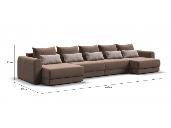 Модульный п-образный диван РИЧМОНД MODOOL Велюр Monolit мокко