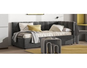 Белла Мини Кровать+ПМ 90*200 велюр Монолит серый