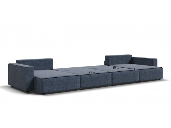 П-образный диван Босс Софт Модуль Велюр Роял синий