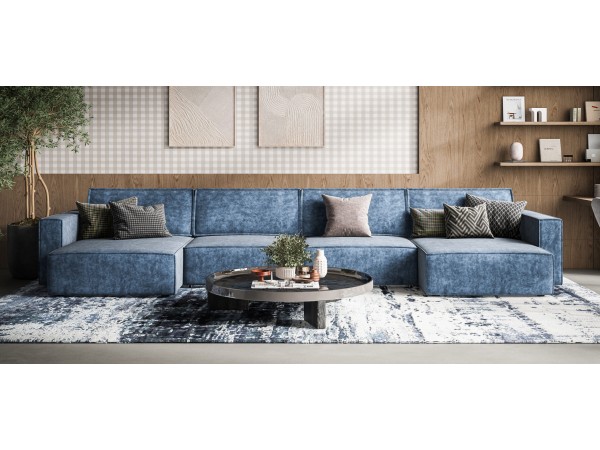 П-образный диван Босс Софт Модуль Велюр Роял синий