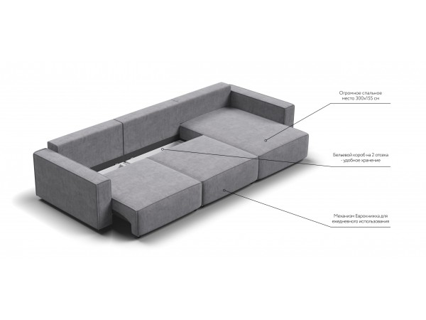 Угловой диван Босс Софт Модуль Макс Велюр Роял агат