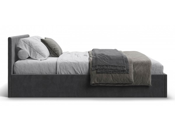 МП Ронда Кровать+ПМ 160*200 велюр Монолит серый