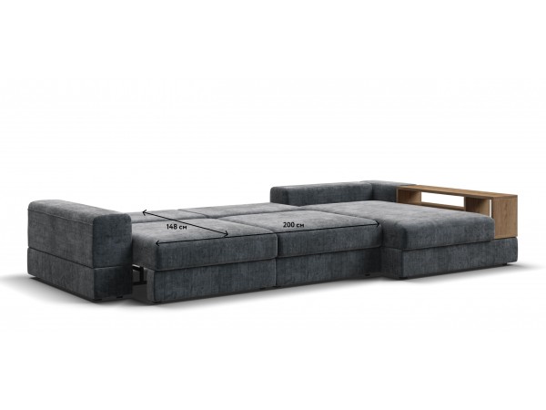 Угловой диван-кровать Босс Модуль XL правый, полка справа, шенилл Глосс карбон