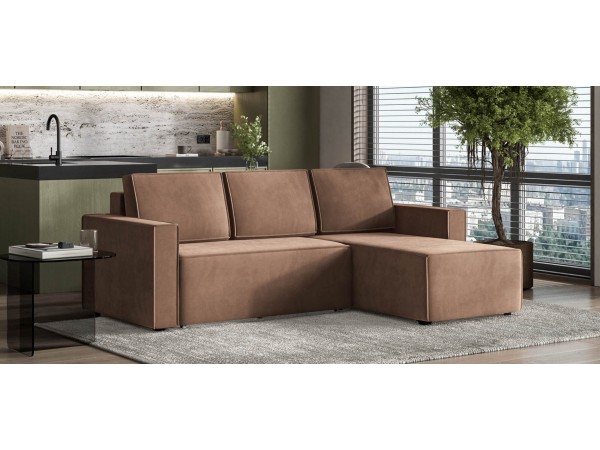 Угловой диван Лофт велюр Монолит мокко