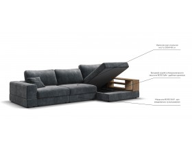 Угловой диван-кровать Босс Модуль XL правый, полка справа, шенилл Глосс карбон