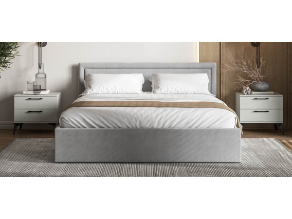 МП Фрея Кровать+ПМ 160*200 велюр Монолит сталь