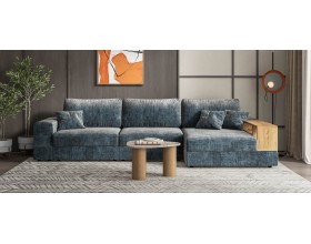 Угловой диван-кровать Босс Модуль XL правый, полка справа, шенилл Глосс карбон