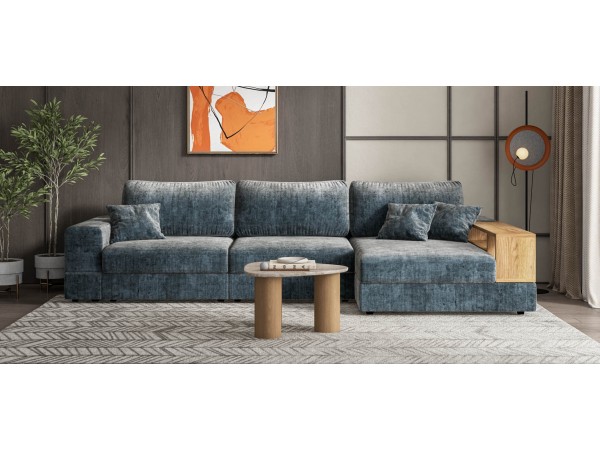 Угловой диван-кровать Босс Модуль XL правый, полка справа, шенилл Глосс карбон