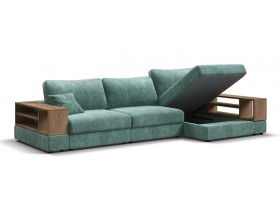 Угловой диван-кровать Босс Модуль XL правый, две полки, шенилл Глосс минт