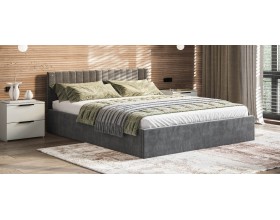 МП Ронда Кровать+ПМ 160*200 велюр Монолит серый