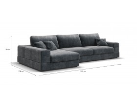 Угловой диван-кровать Босс Модуль XL левый, мягкие подлокотники, шенилл Глосс карбон