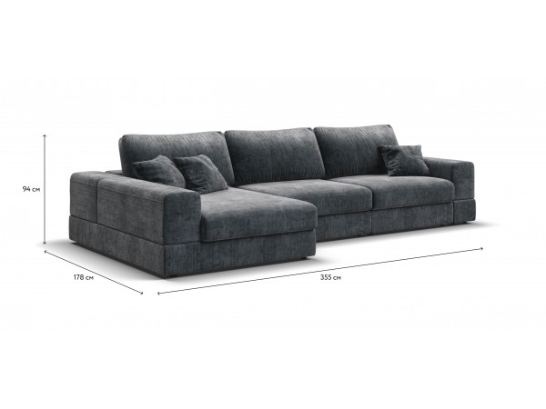 Угловой диван-кровать Босс Модуль XL левый, мягкие подлокотники, шенилл Глосс карбон