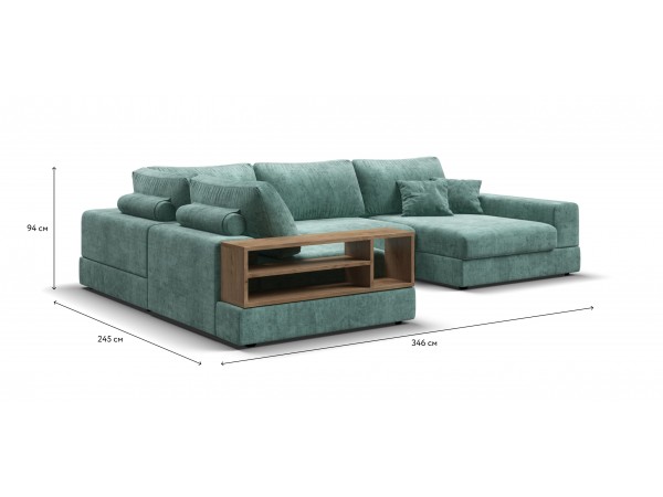 П-образный диван-кровать Босс Модуль левый, полка слева, шенилл Глосс минт