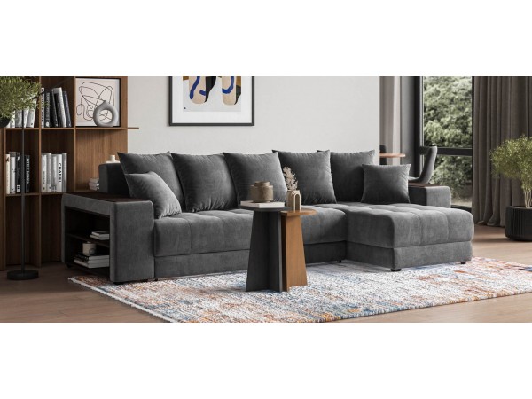 Угловой диван Ванкувер велюр Монолит серый