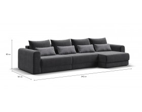 Модульный угловой диван РИЧМОНД MODOOL MAX Вельвет CORD графит