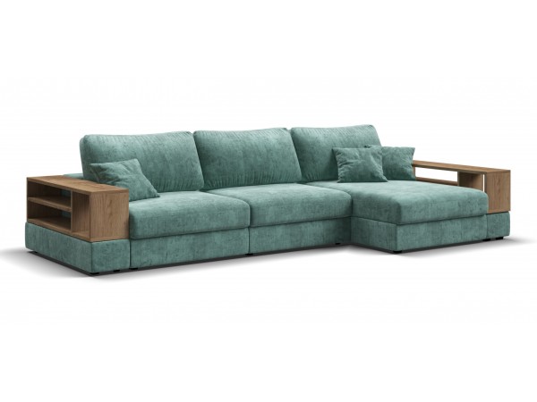 Угловой диван-кровать Босс Модуль XL правый, две полки, шенилл Глосс минт