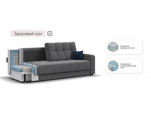 Диван Босс Маркет Рогожка Мальмо серый