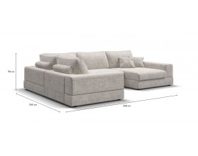 П-образный диван-кровать Босс Модуль правый, мягкие подлокотники, шенилл Смарт кварц