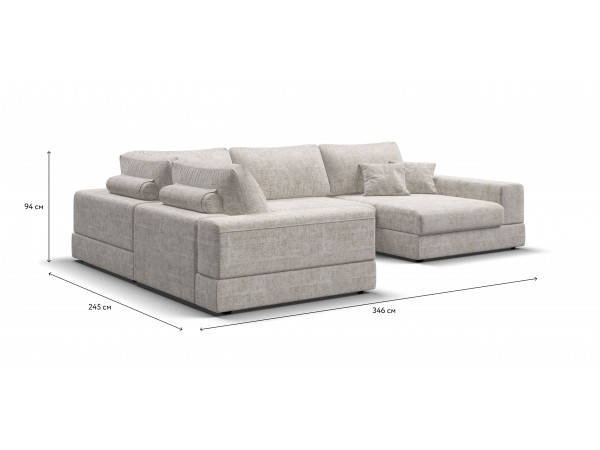 П-образный диван-кровать Босс Модуль правый, мягкие подлокотники, шенилл Смарт кварц