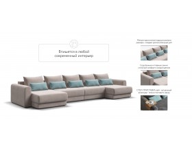 Модульный п-образный диван Ричмонд Модуль Велюр Монолит латте