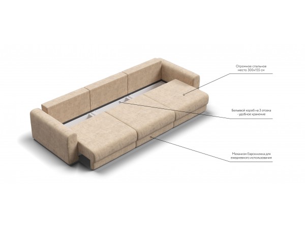 Модульный диван РИЧМОНД MODOOL MAX Велюр Роял шампань