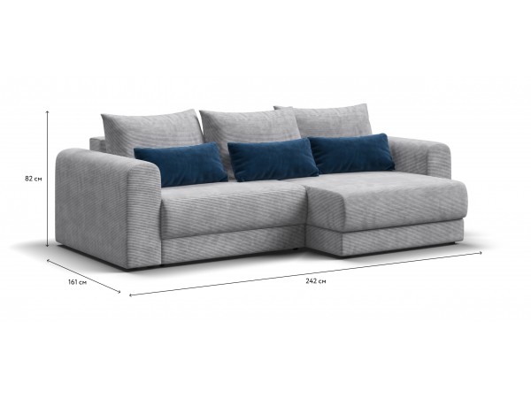 Модульный угловой диван РИЧМОНД MODOOL Вельвет CORD серый