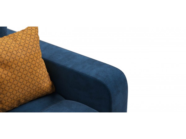 Угловой диван Уют велюр Монолит синий