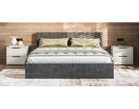 МП Ронда Кровать+ПМ 160*200 велюр Монолит серый