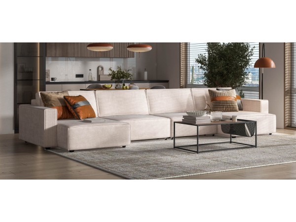 П-образный диван Босс Софт Модуль Вельвет Корд бежевый