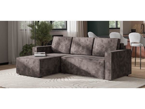 Угловой диван Лофт велюр Алькантара серый