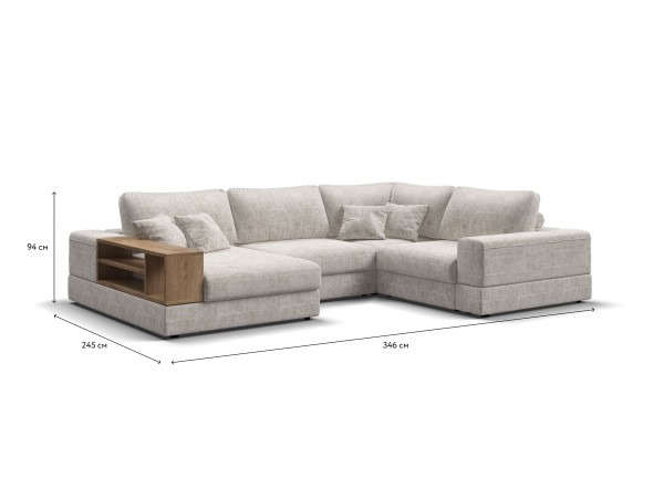 П-образный диван-кровать Босс Модуль левый, полка слева, шенилл Смарт кварц