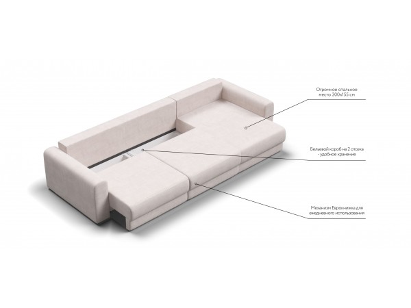 Модульный угловой диван РИЧМОНД MODOOL MAX Вельвет CORD бежевый