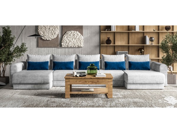 Модульный п-образный диван РИЧМОНД MODOOL Вельвет CORD серый