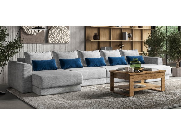 Модульный п-образный диван РИЧМОНД MODOOL Вельвет CORD серый