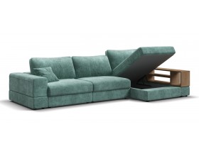 Угловой диван-кровать Босс Модуль XL правый, полка справа, шенилл Глосс минт