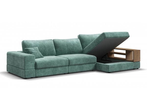 Угловой диван-кровать Босс Модуль XL правый, полка справа, шенилл Глосс минт