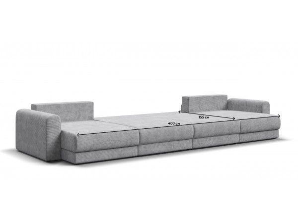 Модульный п-образный диван РИЧМОНД MODOOL Вельвет CORD серый