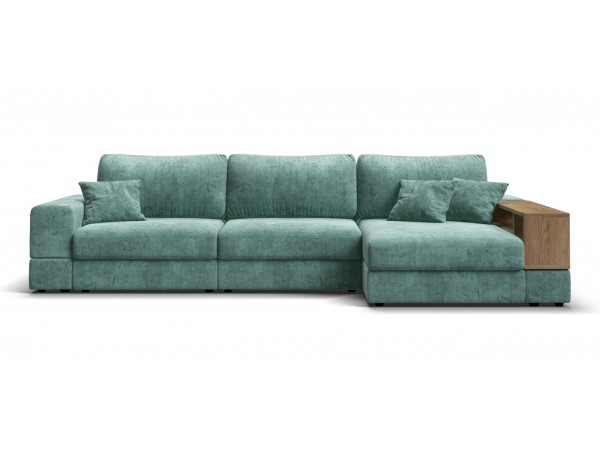 Угловой диван-кровать Босс Модуль XL правый, полка справа, шенилл Глосс минт