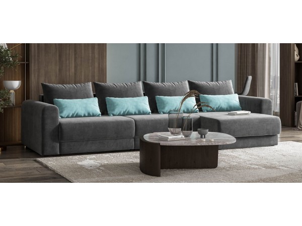 Модульный угловой диван РИЧМОНД MODOOL MAX Велюр Monolit серый