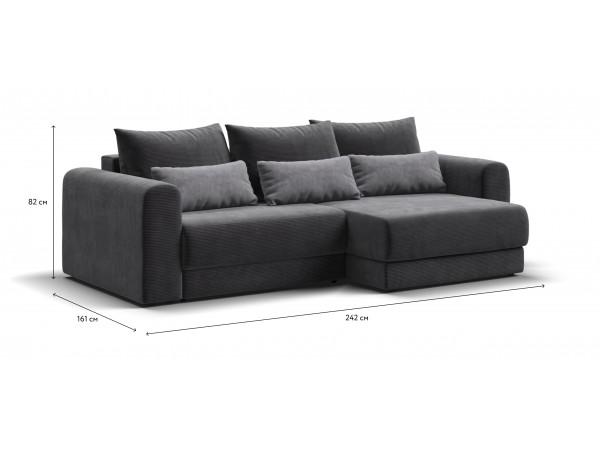 Модульный угловой диван РИЧМОНД MODOOL Вельвет CORD графит