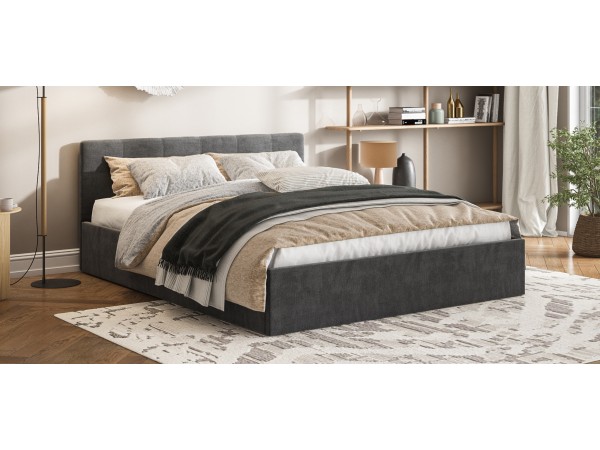 МП Белла Кровать+ПМ 160*200 велюр Монолит серый