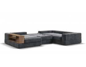 П-образный диван-кровать Босс Модуль правый, полка слева, шенилл Глосс карбон