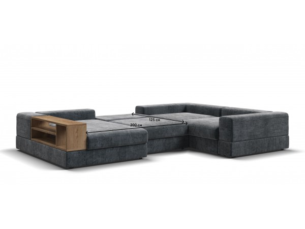 П-образный диван-кровать Босс Модуль правый, полка слева, шенилл Глосс карбон