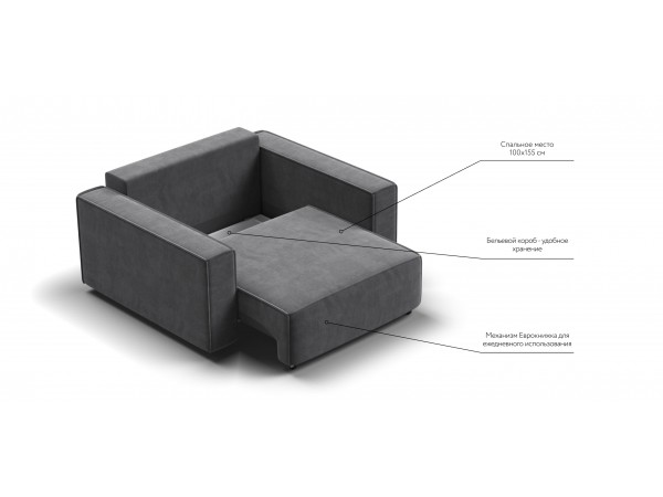 Кресло BOSS SOFT MODOOL велюр Monolit серый