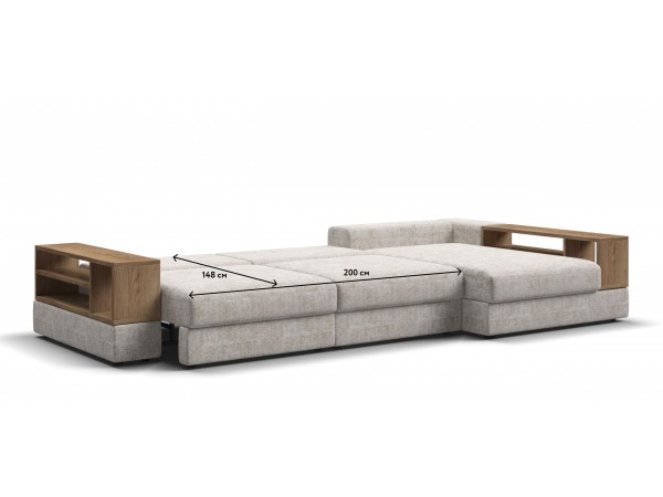 Угловой диван-кровать Босс Модуль XL правый, две полки, Шенилл Смарт кварц