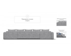 Модульный п-образный диван Ричмонд Модуль Вельвет Корд серый