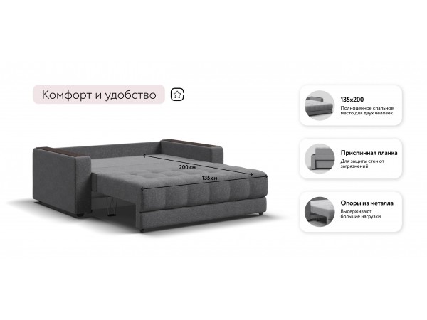 Диван Босс Маркет двухместный Рогожка Мальмо серый