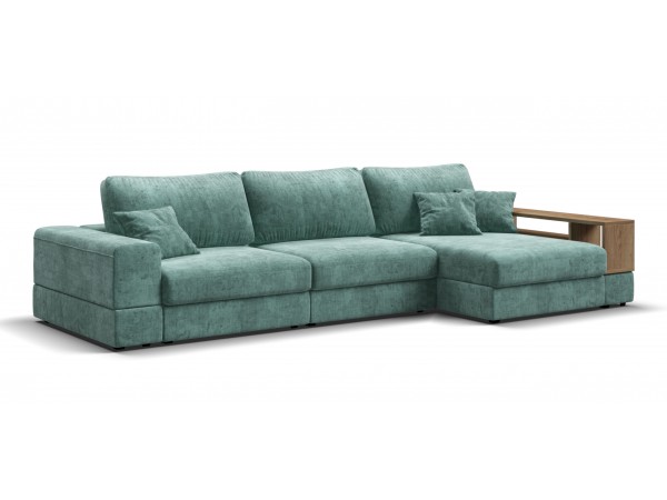 Угловой диван-кровать Босс Модуль XL правый, полка справа, шенилл Глосс минт