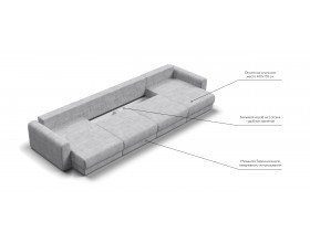 Модульный п-образный диван Ричмонд Модуль Вельвет Корд серый